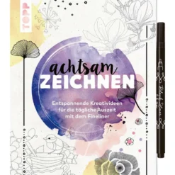 Achtsam zeichnen. Kreativbuch zum Reinzeichnen inkl. Fineliner!