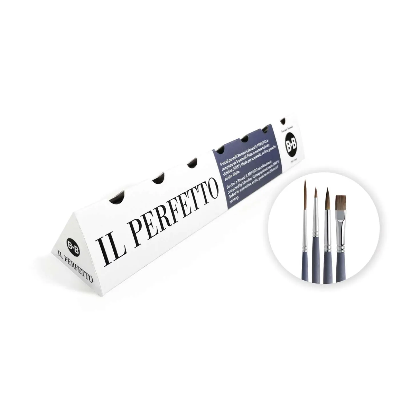 Borciani e Bonazzi IL PERFETTO Aquarellpinsel, 4er-Set