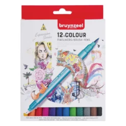 Bruynzeel Creatives Fineliner Brush Pen Sets im Feinkarton-Etui