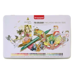 Bruynzeel Creatives Fineliner Brush Pen Sets im Metall-Etui