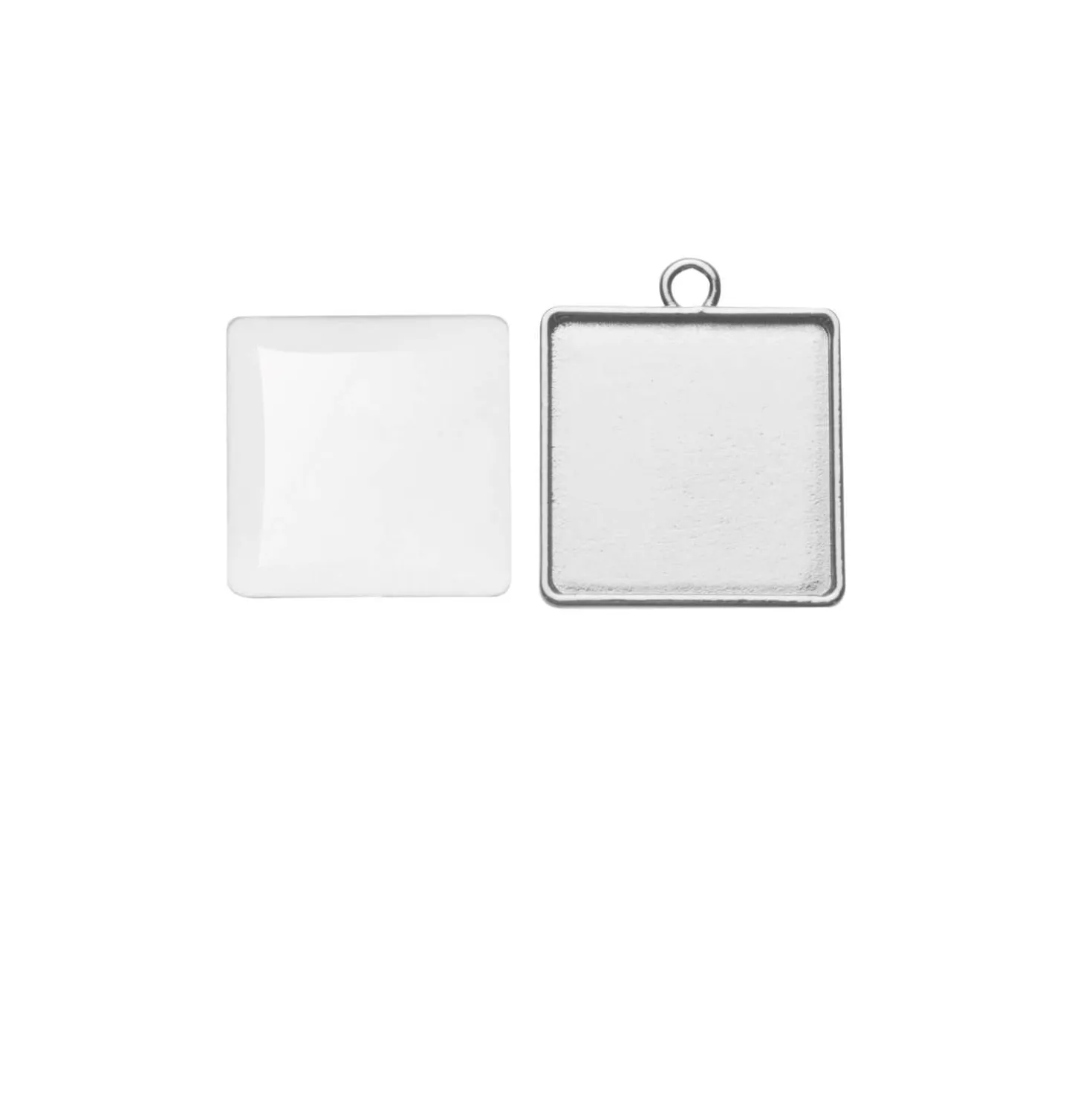 Cabochon quadratischer Anhänger, silberfarben