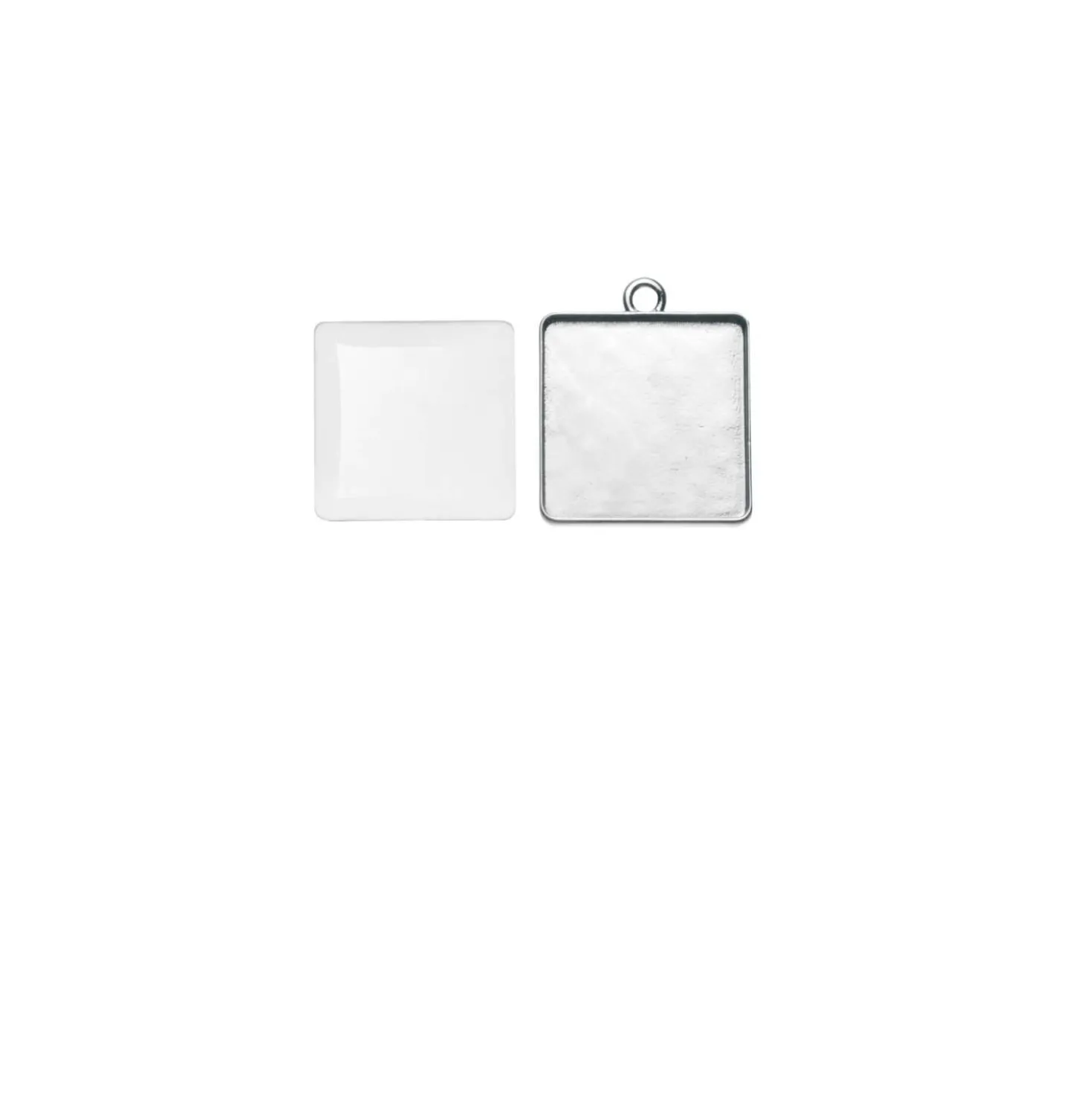 Cabochon quadratischer Anhänger, silberfarben