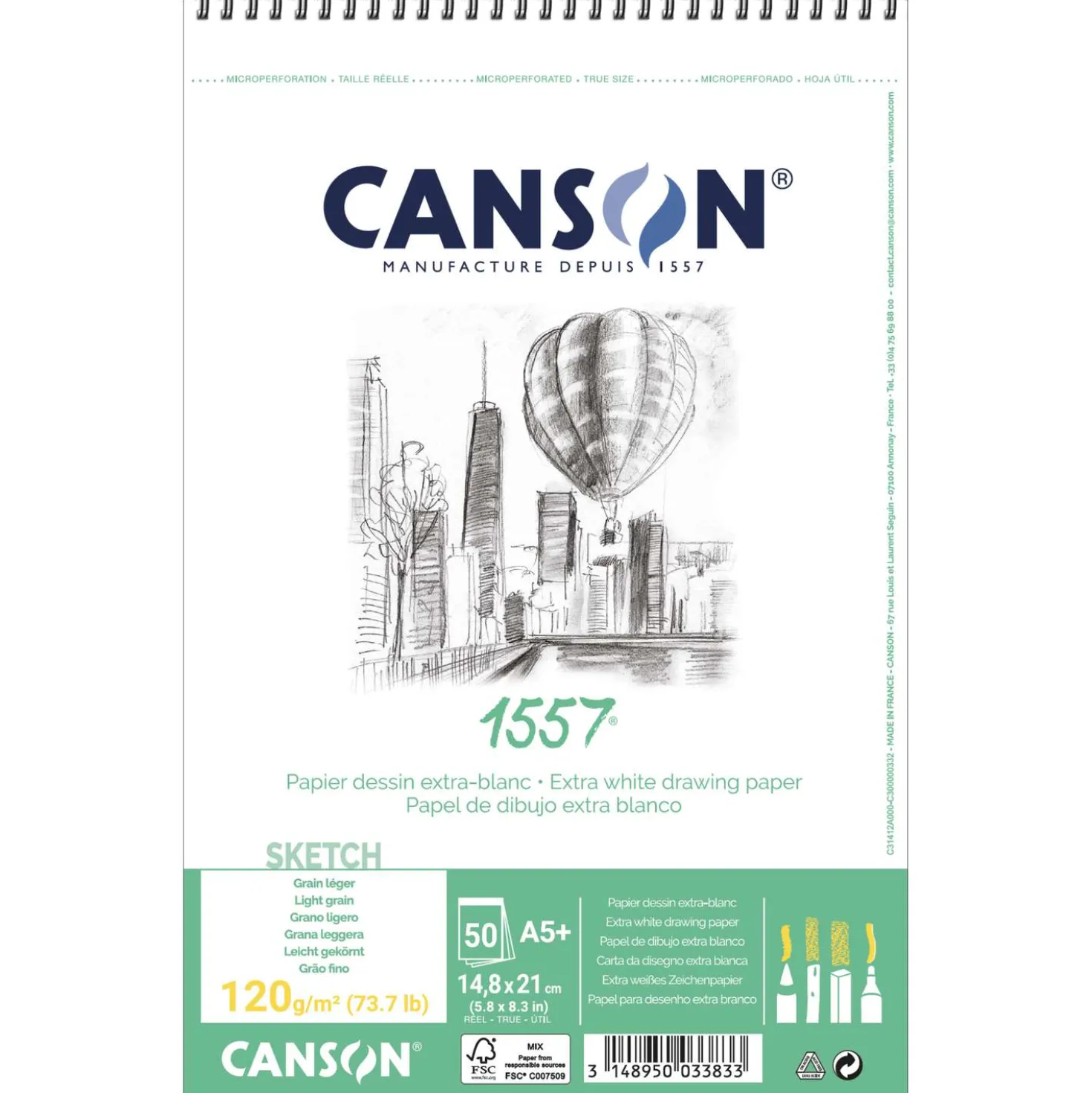 CANSON® 1557® Spiral-Skizzenblock