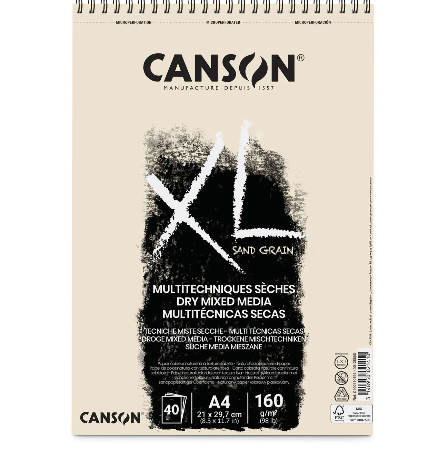 CANSON® XL® Dry Mixed Media Sand Grain Spiralblock