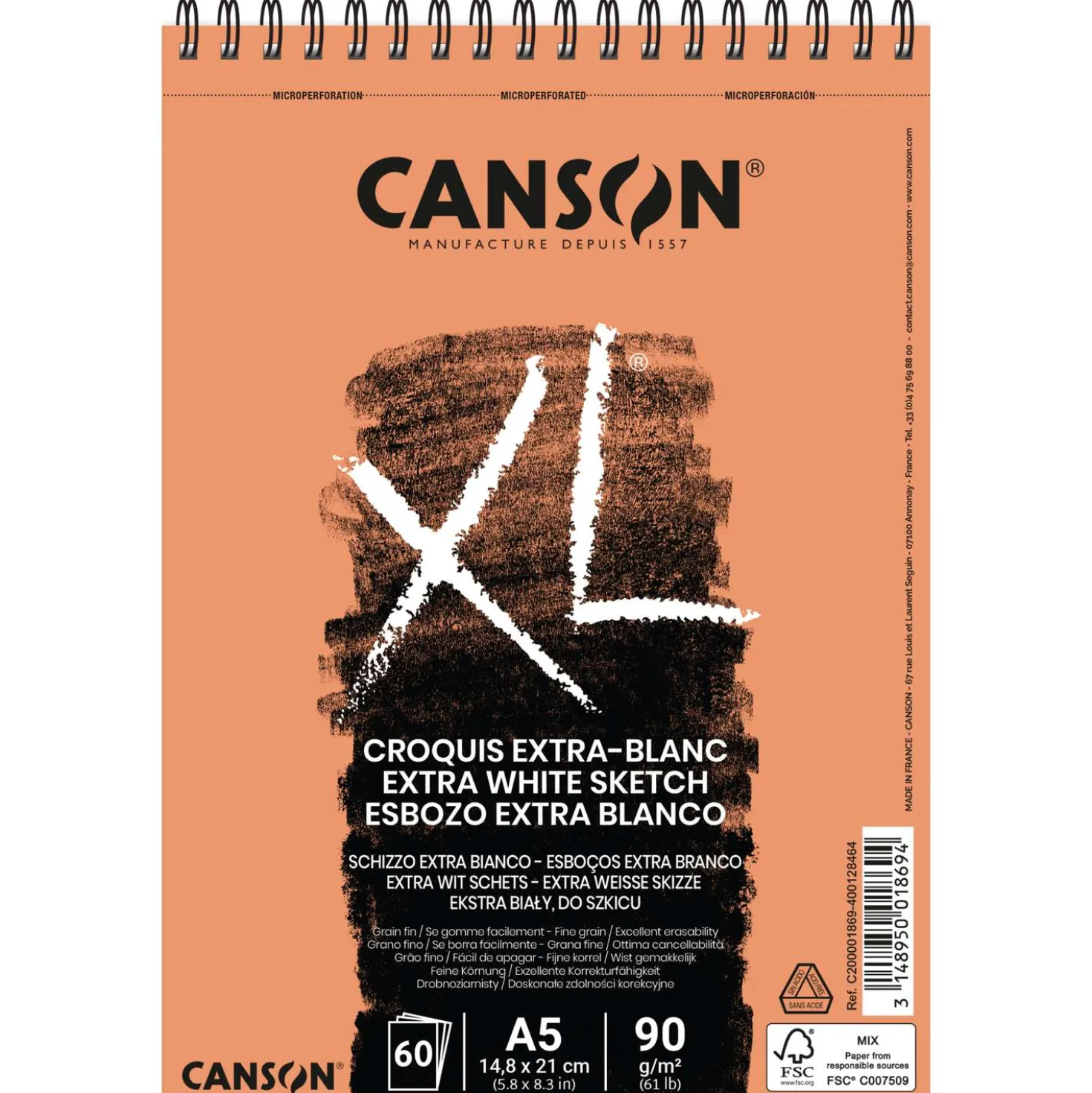 CANSON® XL "Extra Weiß" Skizzen- und Studienblock