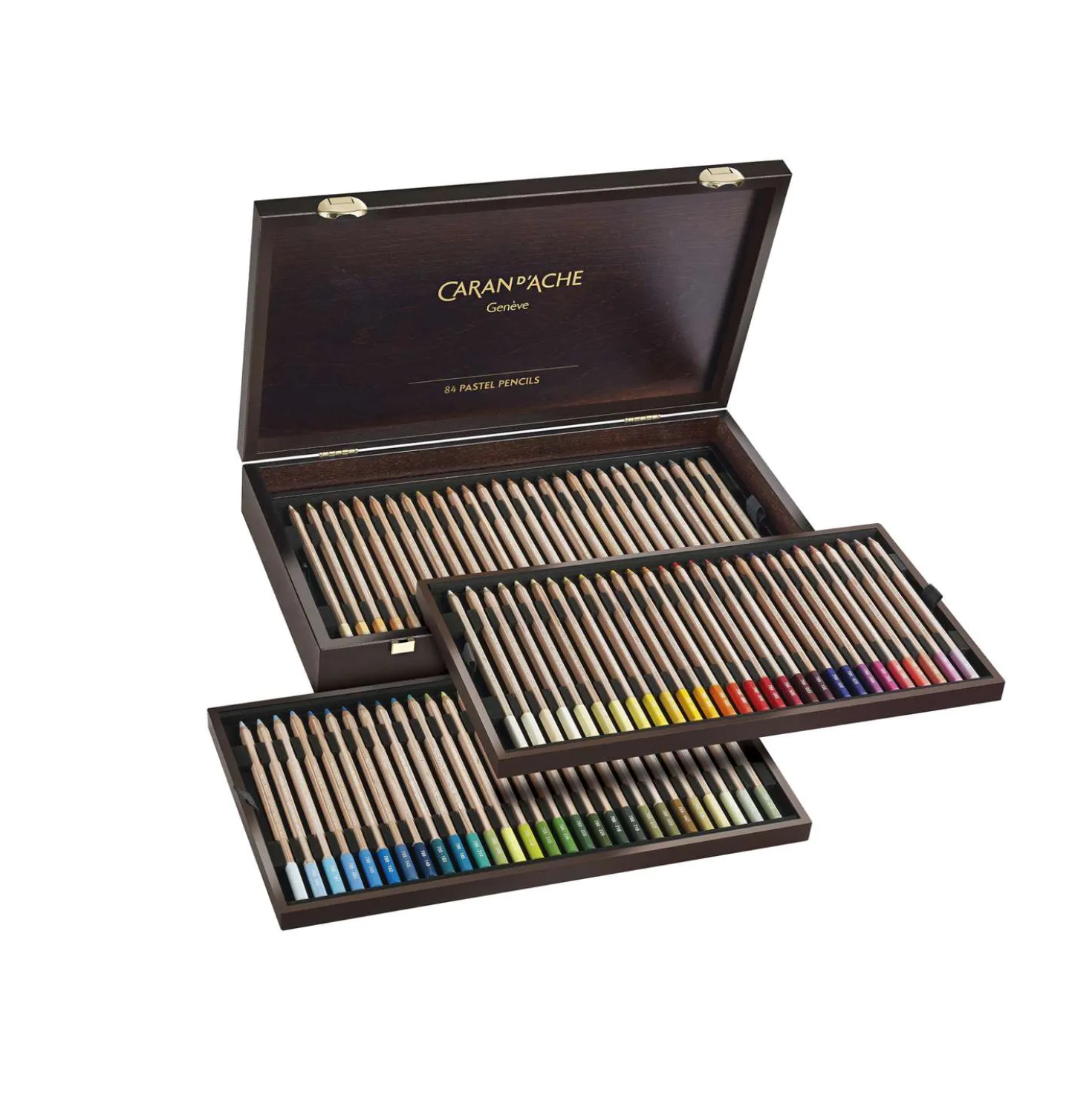 CARAN D'ACHE® Pastel Pencils Pastellstift, Holzkoffer mit 84 Farben