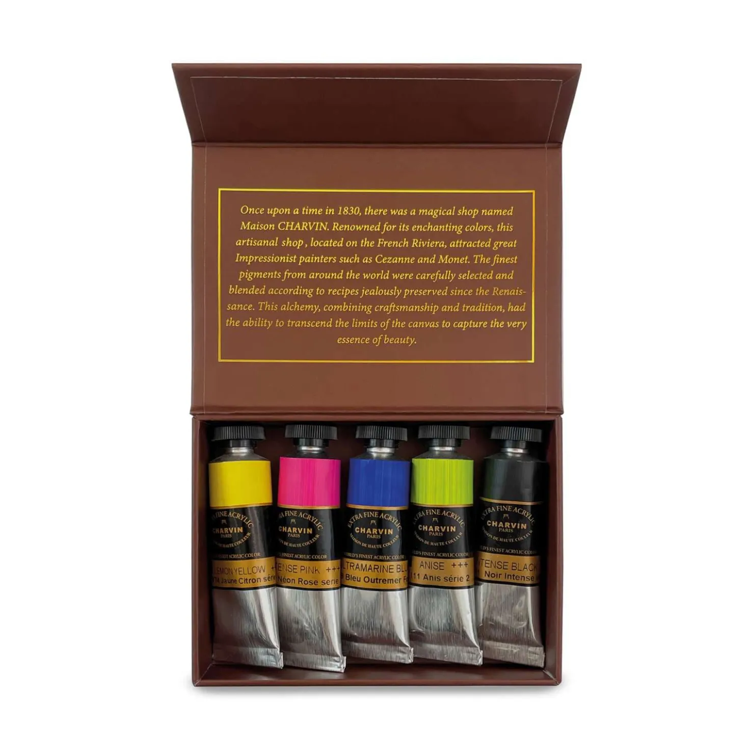 CHARVIN extrafeine Acrylfarben Pocketboxen, 5 x 20 ml-Tuben