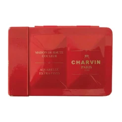CHARVIN extrafeine Aquarellfarbe, 12 x 1/2 Näpf., Metallkasten mit Wassertank