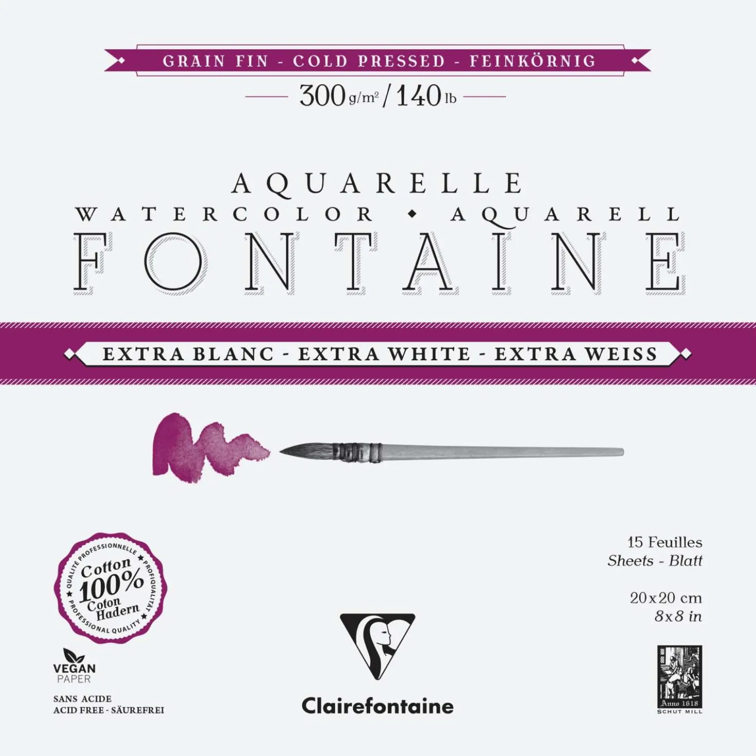 Clairefontaine Aquarellpapier FONTAINE Extra White feinkörnig