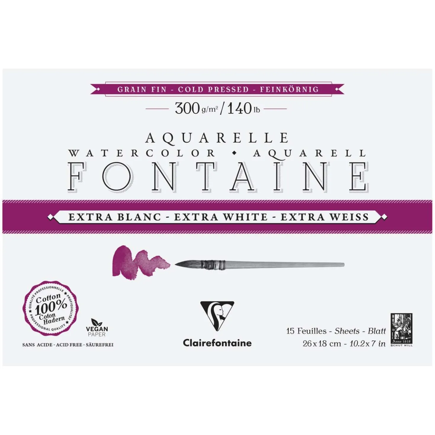 Clairefontaine Aquarellpapier FONTAINE Extra White feinkörnig