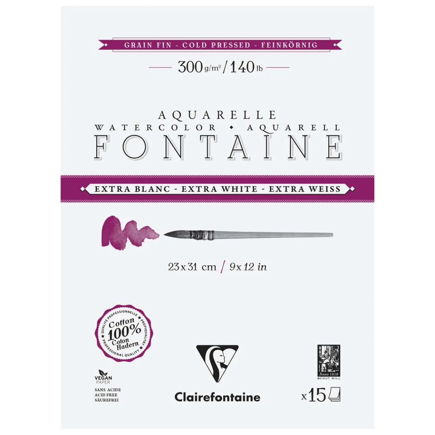 Clairefontaine Aquarellpapier FONTAINE Extra White feinkörnig