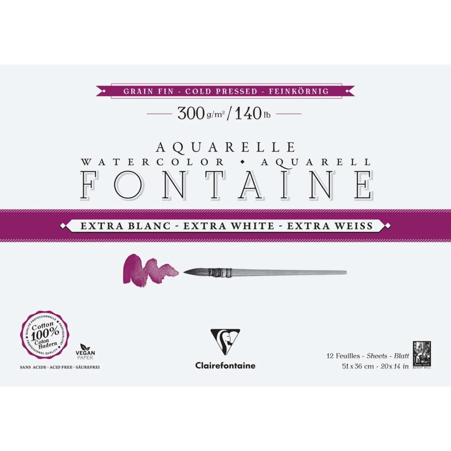 Clairefontaine Aquarellpapier FONTAINE Extra White feinkörnig