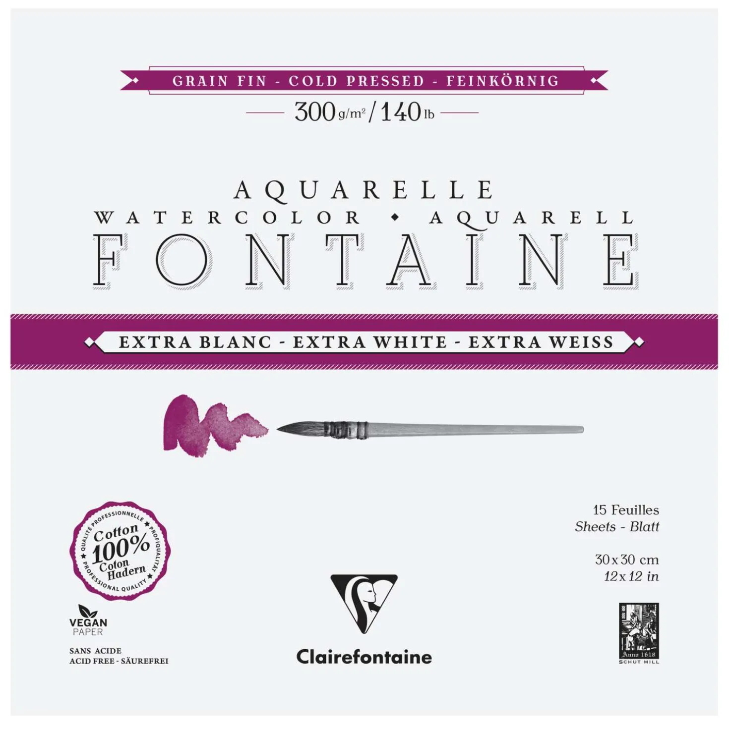 Clairefontaine Aquarellpapier FONTAINE Extra White feinkörnig