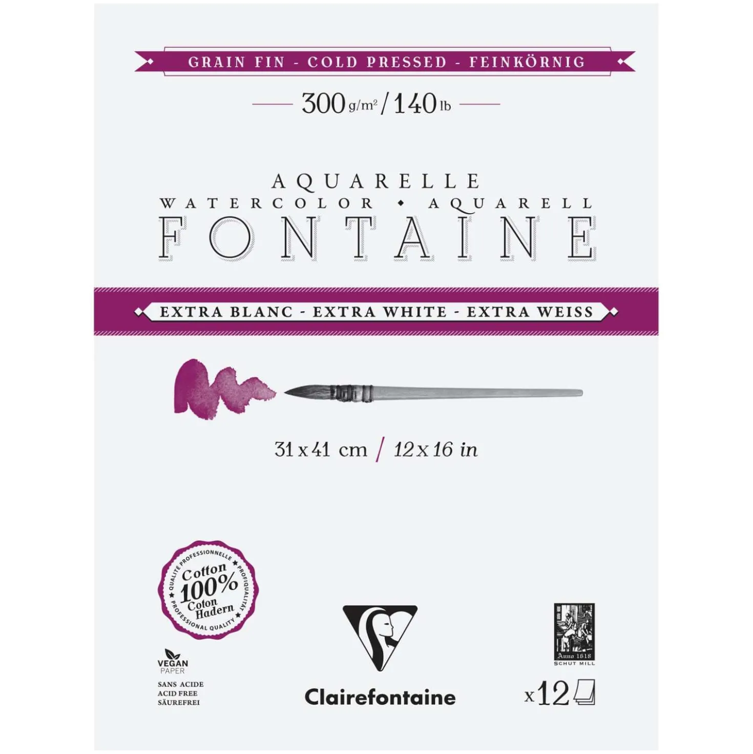 Clairefontaine Aquarellpapier FONTAINE Extra White feinkörnig