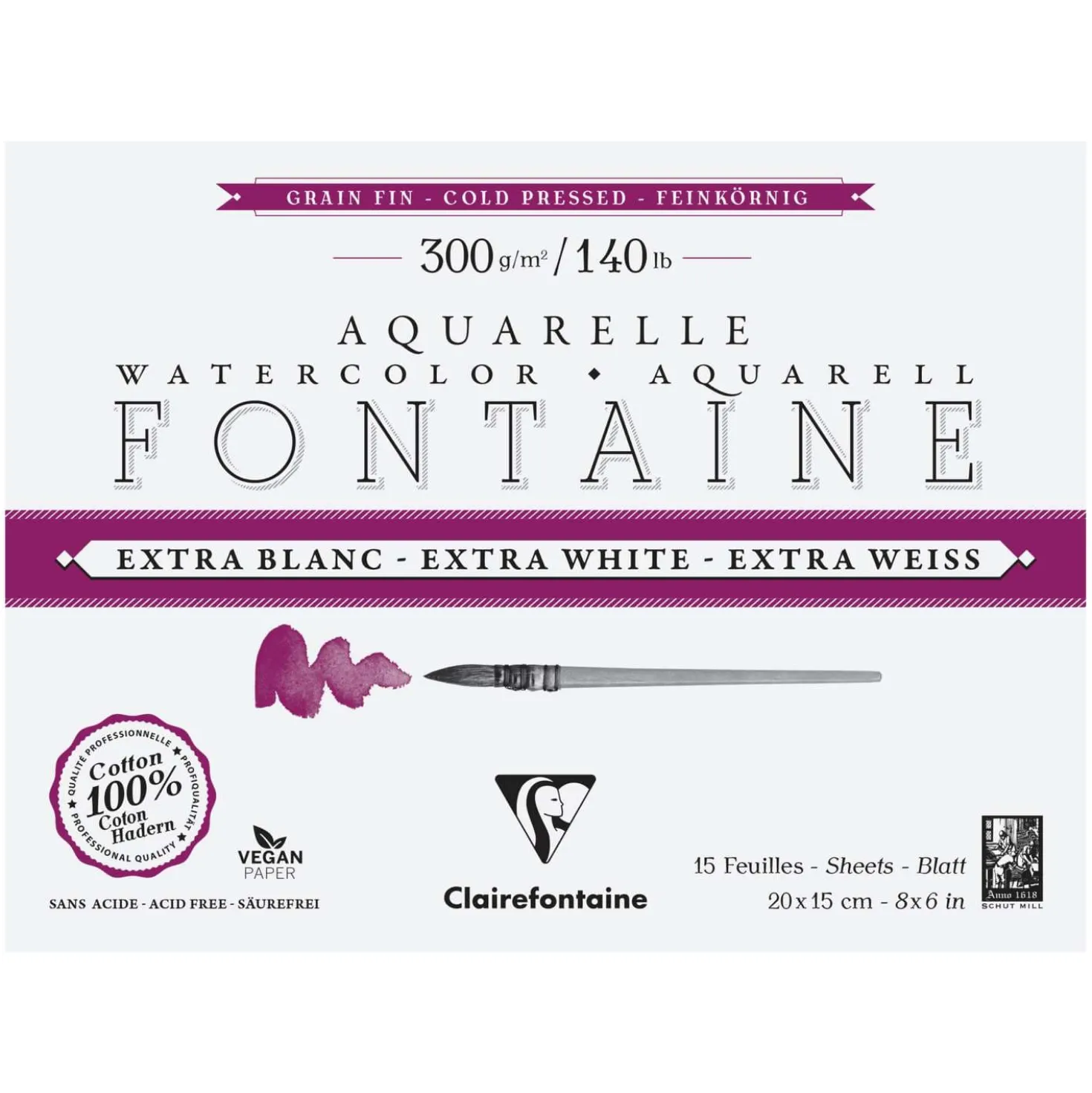 Clairefontaine Aquarellpapier FONTAINE Extra White feinkörnig