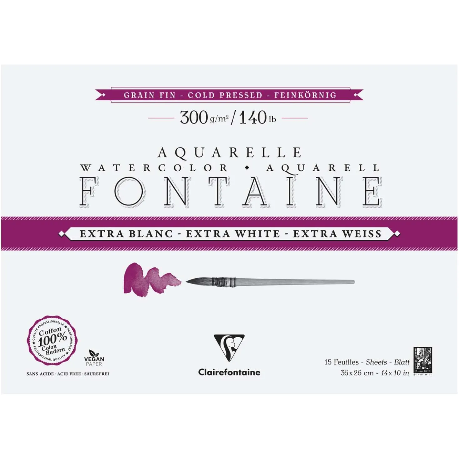 Clairefontaine Aquarellpapier FONTAINE Extra White feinkörnig