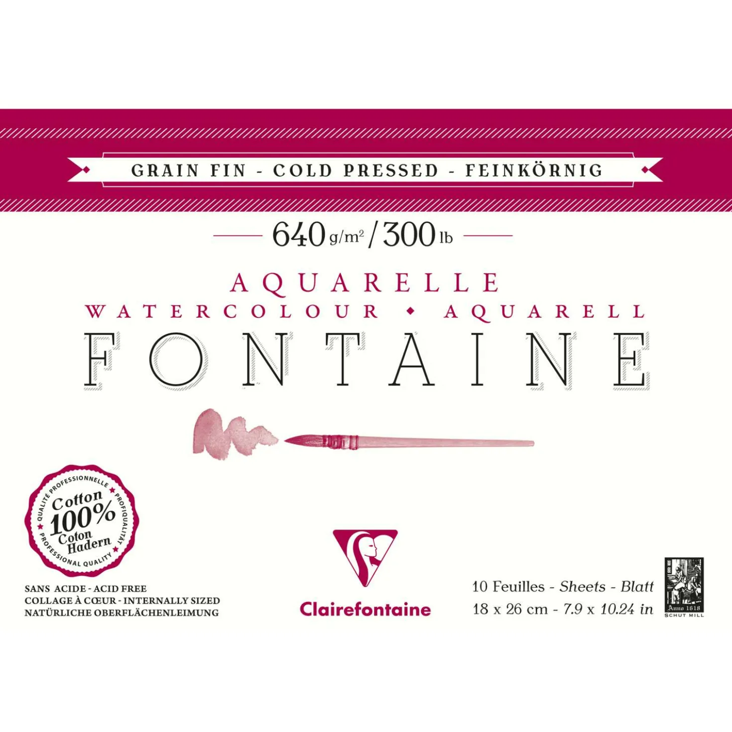 Clairefontaine Aquarellpapier FONTAINE 640 g/qm
