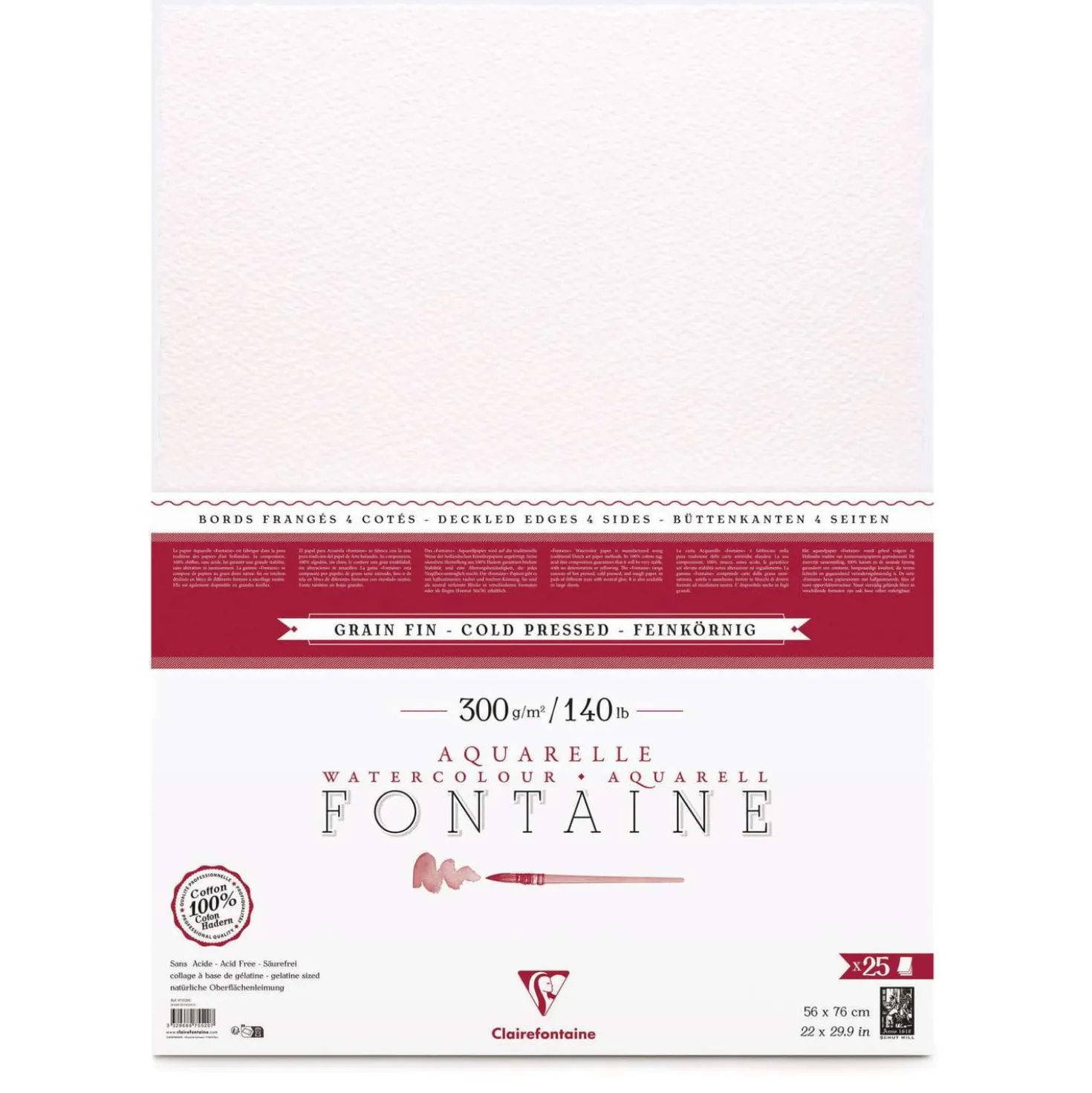 Clairefontaine Bütten-Aquarellpapier FONTAINE, Bogenware