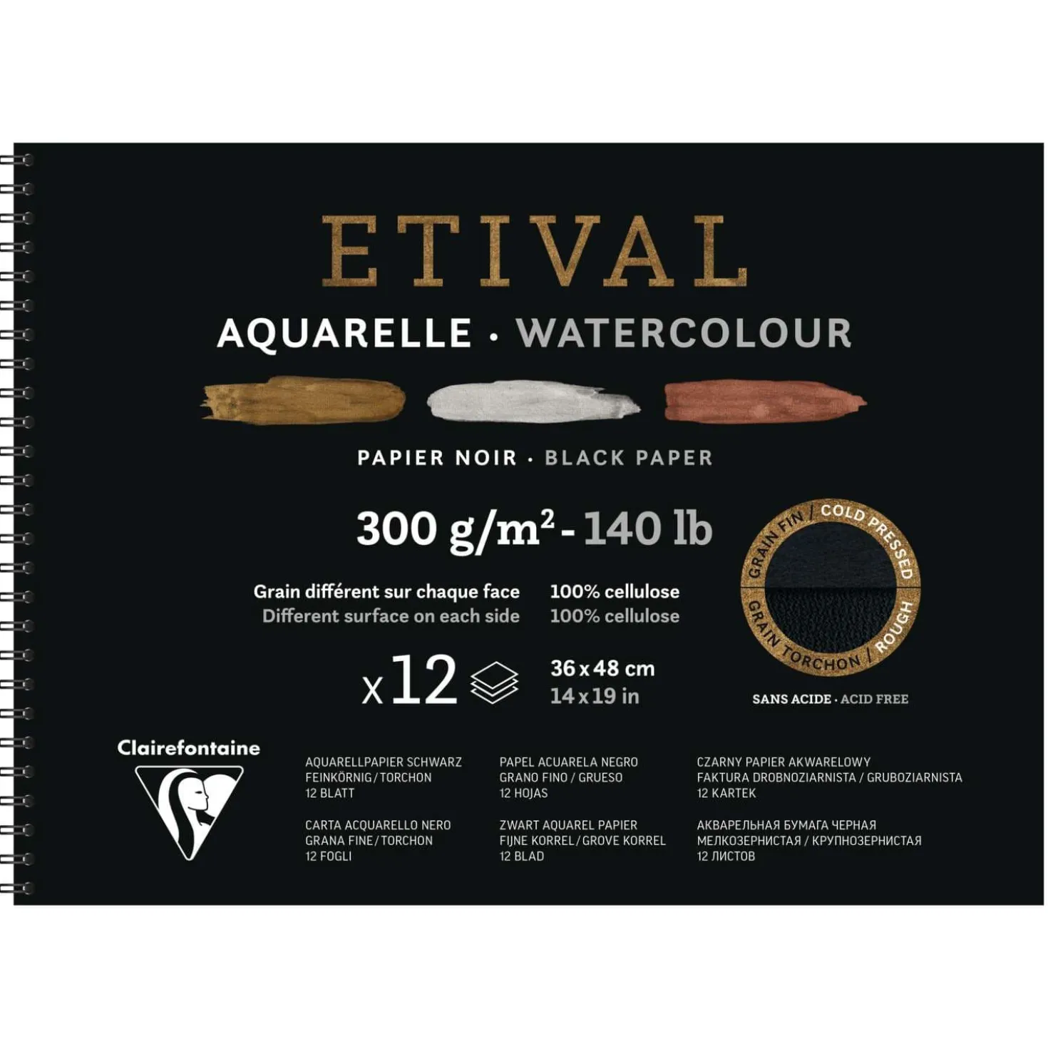 Clairefontaine ETIVAL Aquarellblock Noir