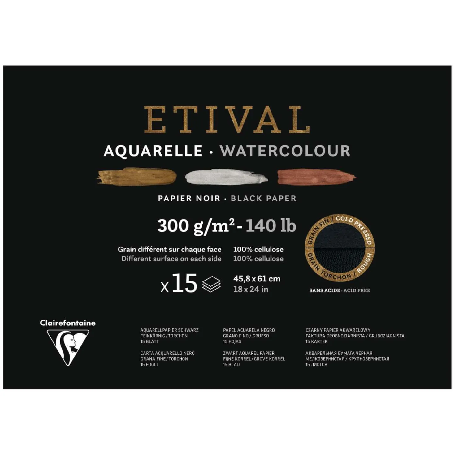Clairefontaine ETIVAL Aquarellblock Noir