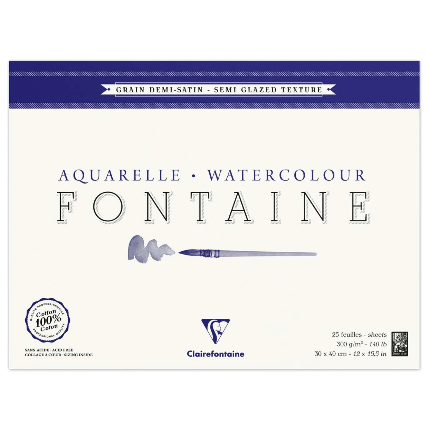 Clairefontaine FONTAINE Aquarellblock halbsatiniert