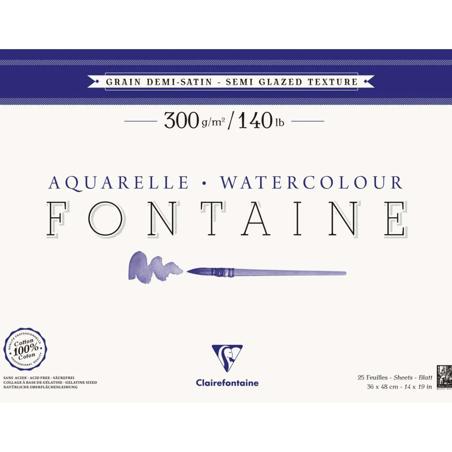 Clairefontaine FONTAINE Aquarellblock halbsatiniert