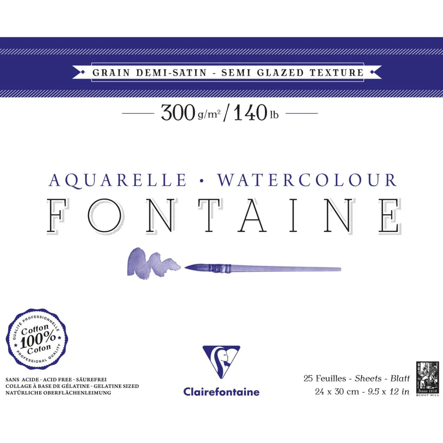 Clairefontaine FONTAINE Aquarellblock halbsatiniert