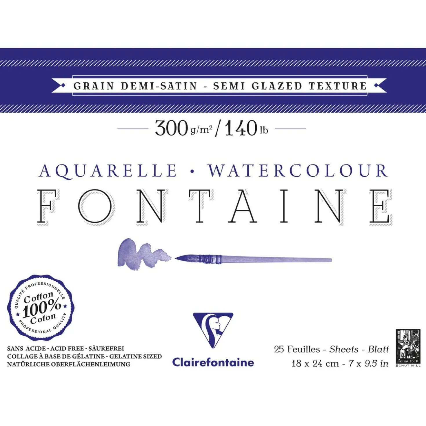 Clairefontaine FONTAINE Aquarellblock halbsatiniert