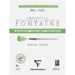 Clairefontaine FONTAINE Aquarellblock Extraweiß, Torchon