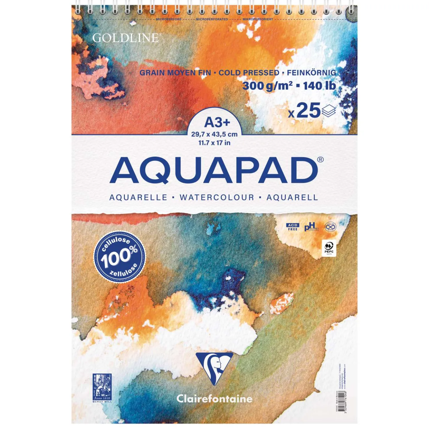 Clairefontaine Goldline Aquapad Spiralblock