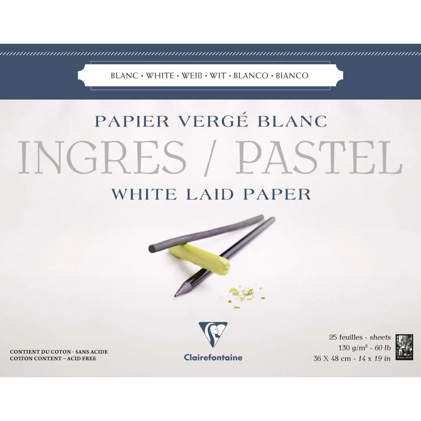 Clairefontaine Ingres Pastellblock, weiß