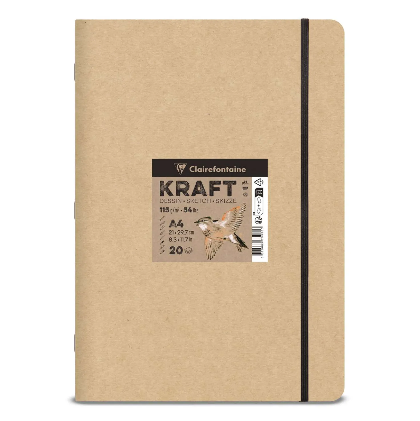 Clairefontaine Kraftpapier Natur, geheftetes Skizzenbuch