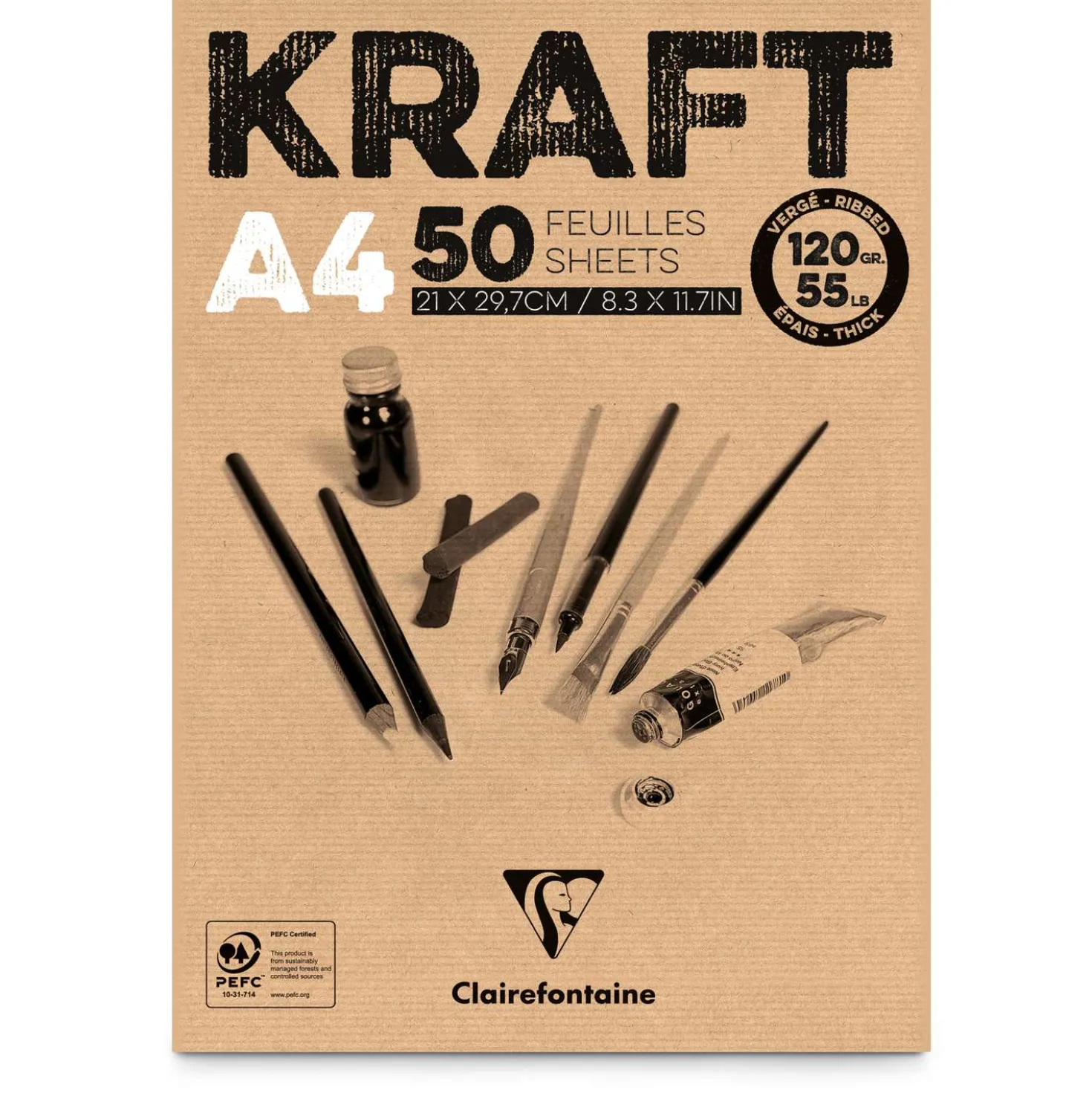 Clairefontaine Kraftpapier-Block, 120 g/qm