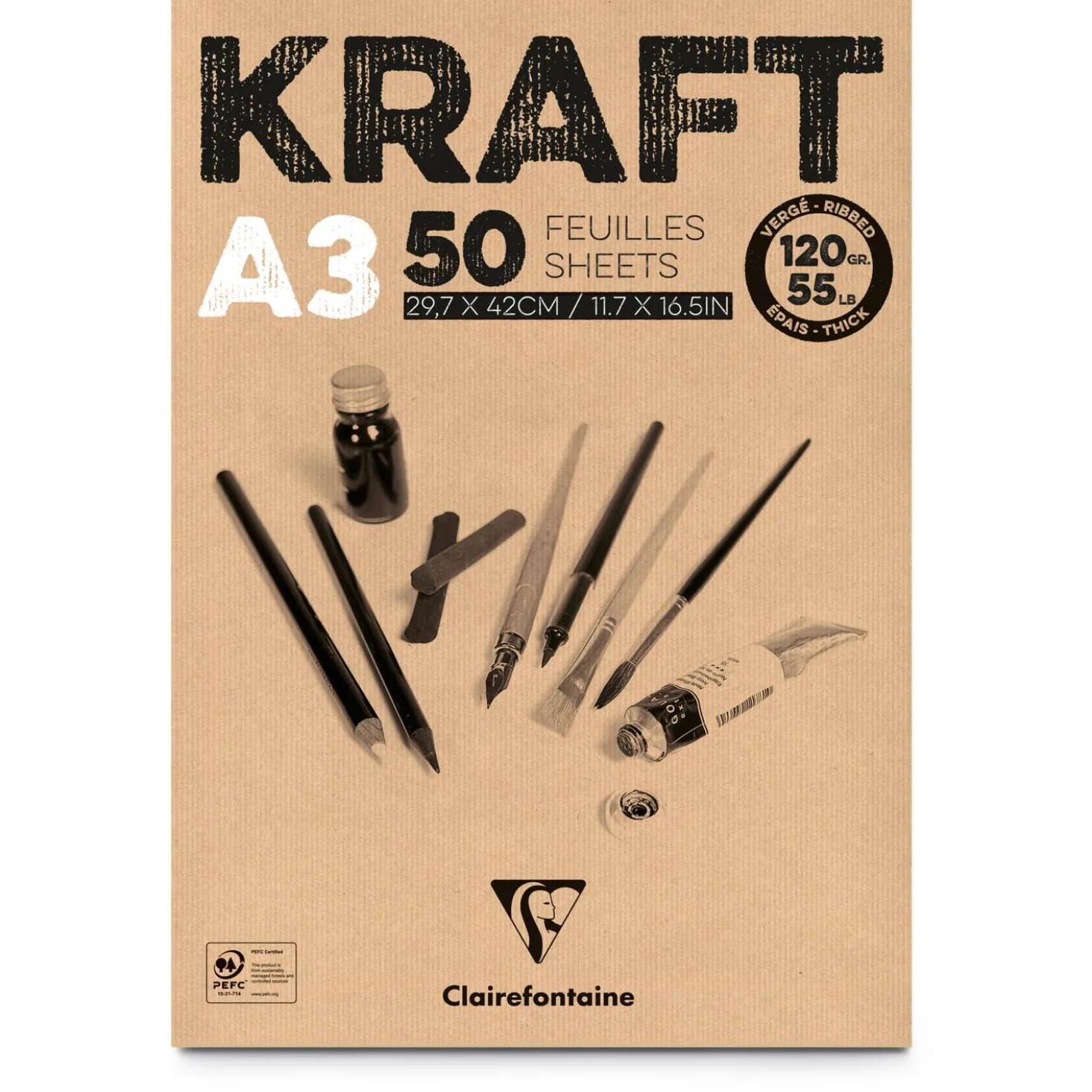 Clairefontaine Kraftpapier-Block, 120 g/qm