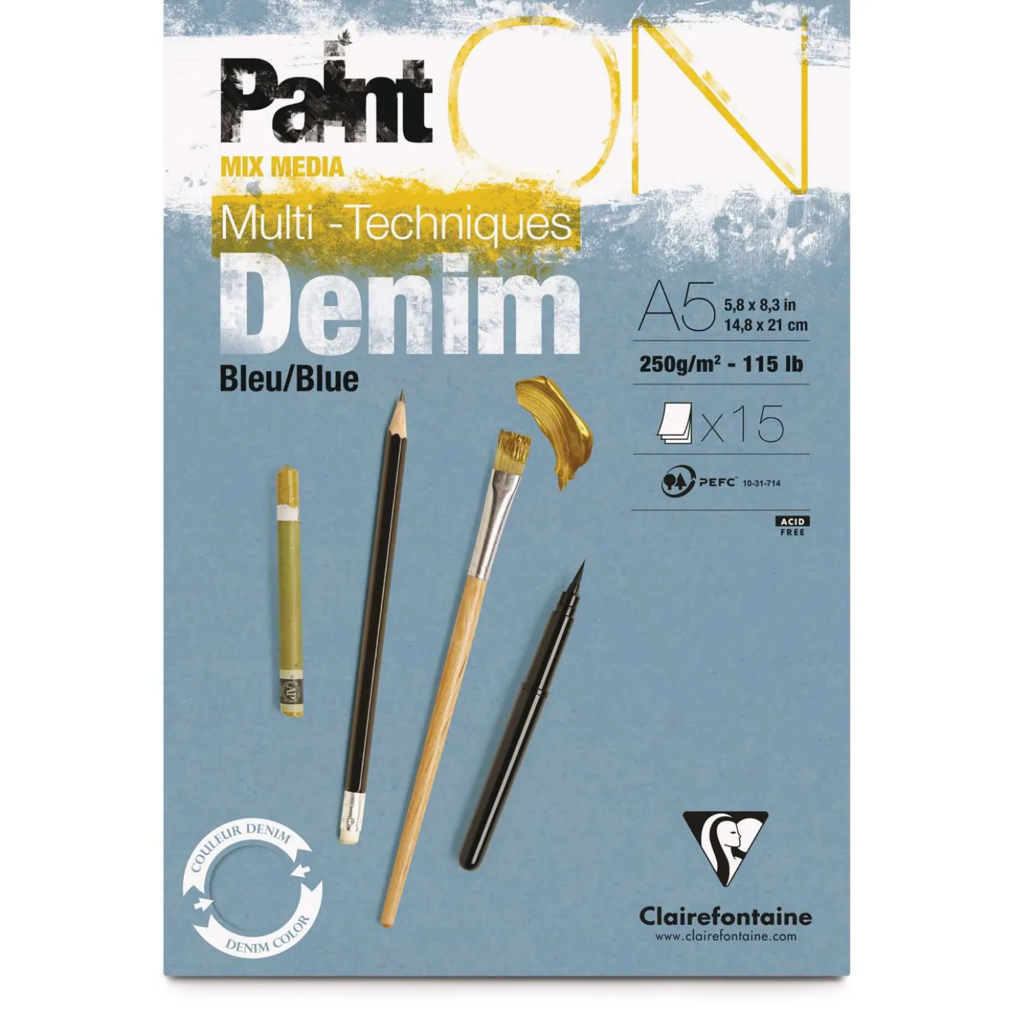 Clairefontaine Paint ON, denim/blau-grau