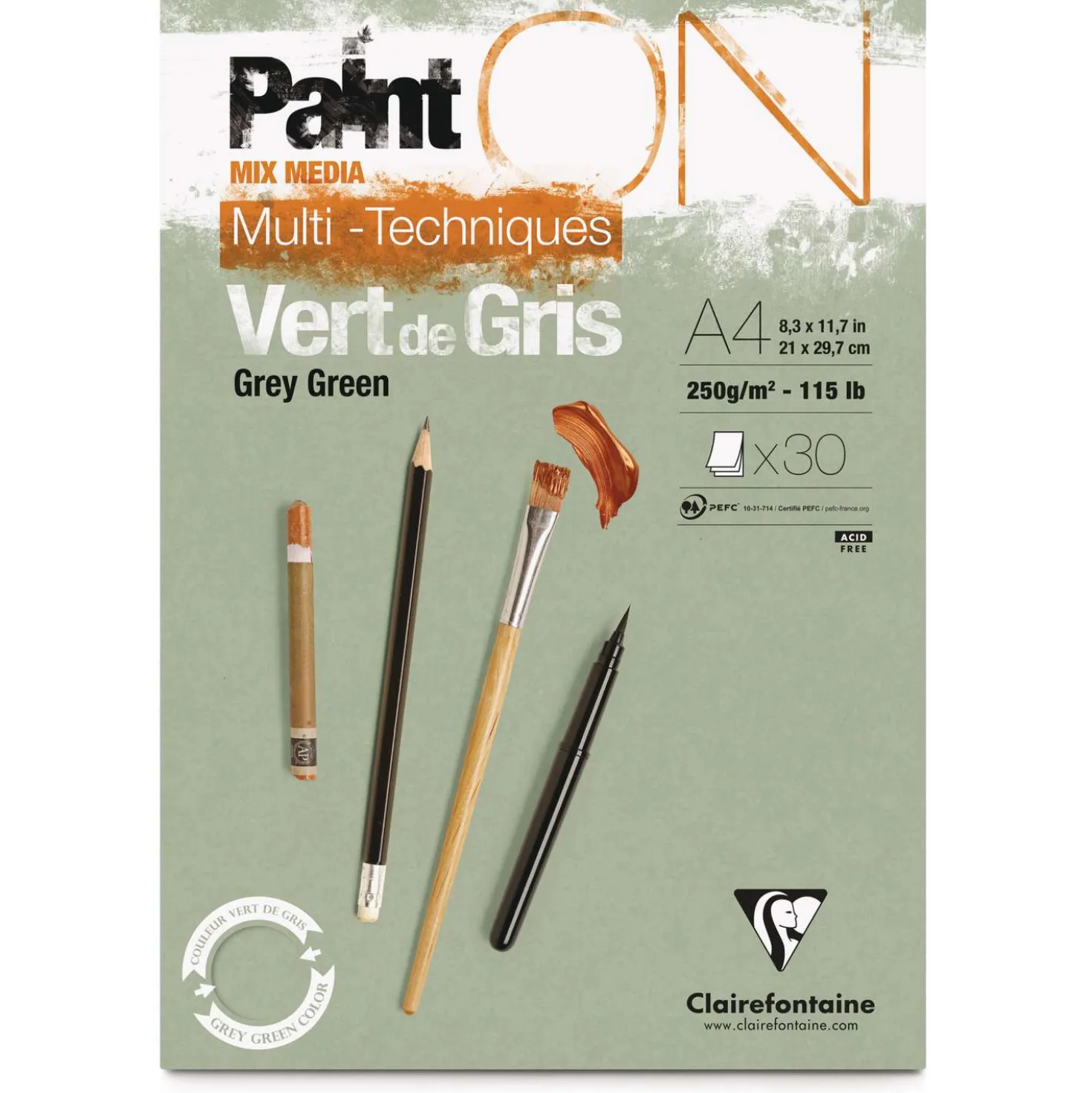 Clairefontaine Paint ON, grüngrau