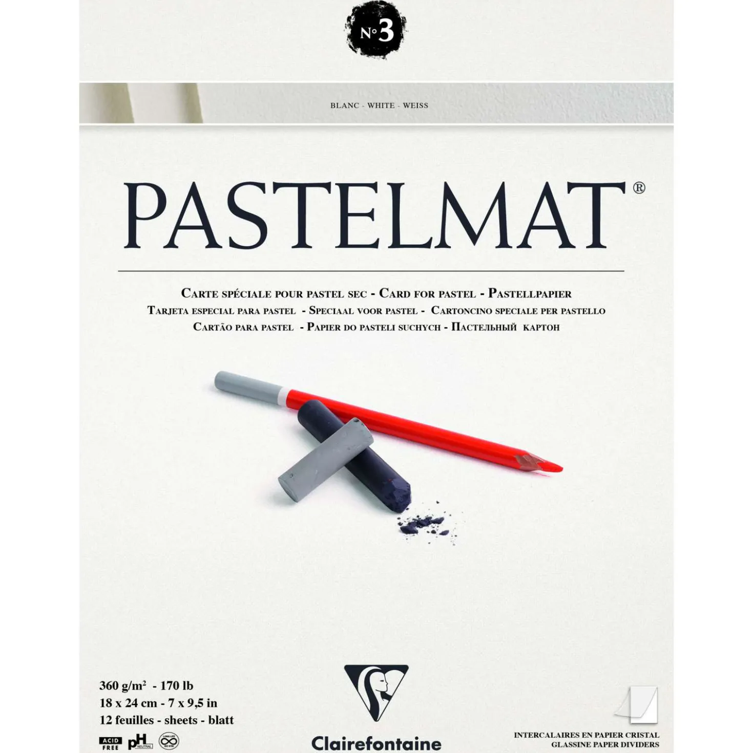 Clairefontaine PASTELMAT® Pastellblock, weiß