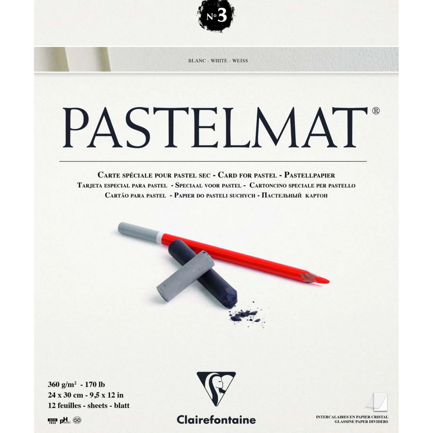Clairefontaine PASTELMAT® Pastellblock, weiß
