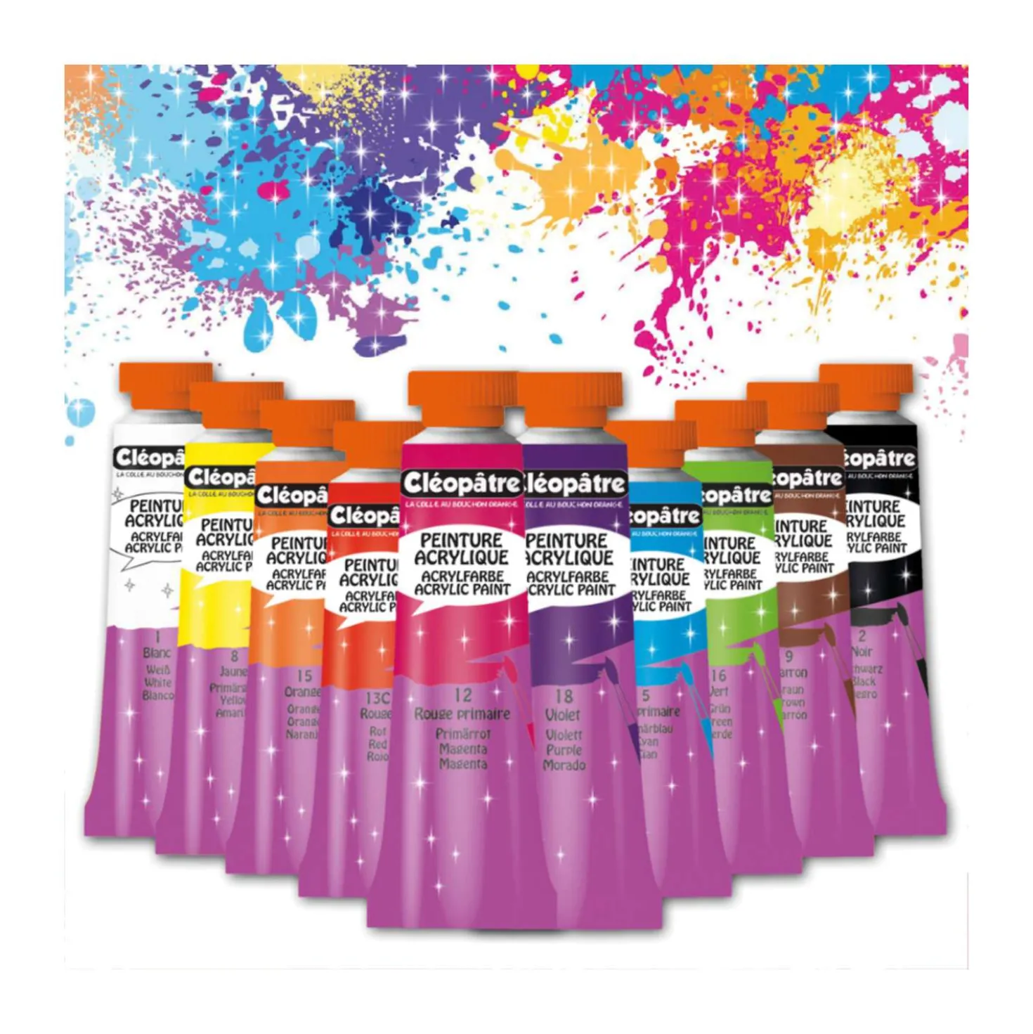 Cléopâtre Acrylfarbe Set, 10 x 10 ml Tuben