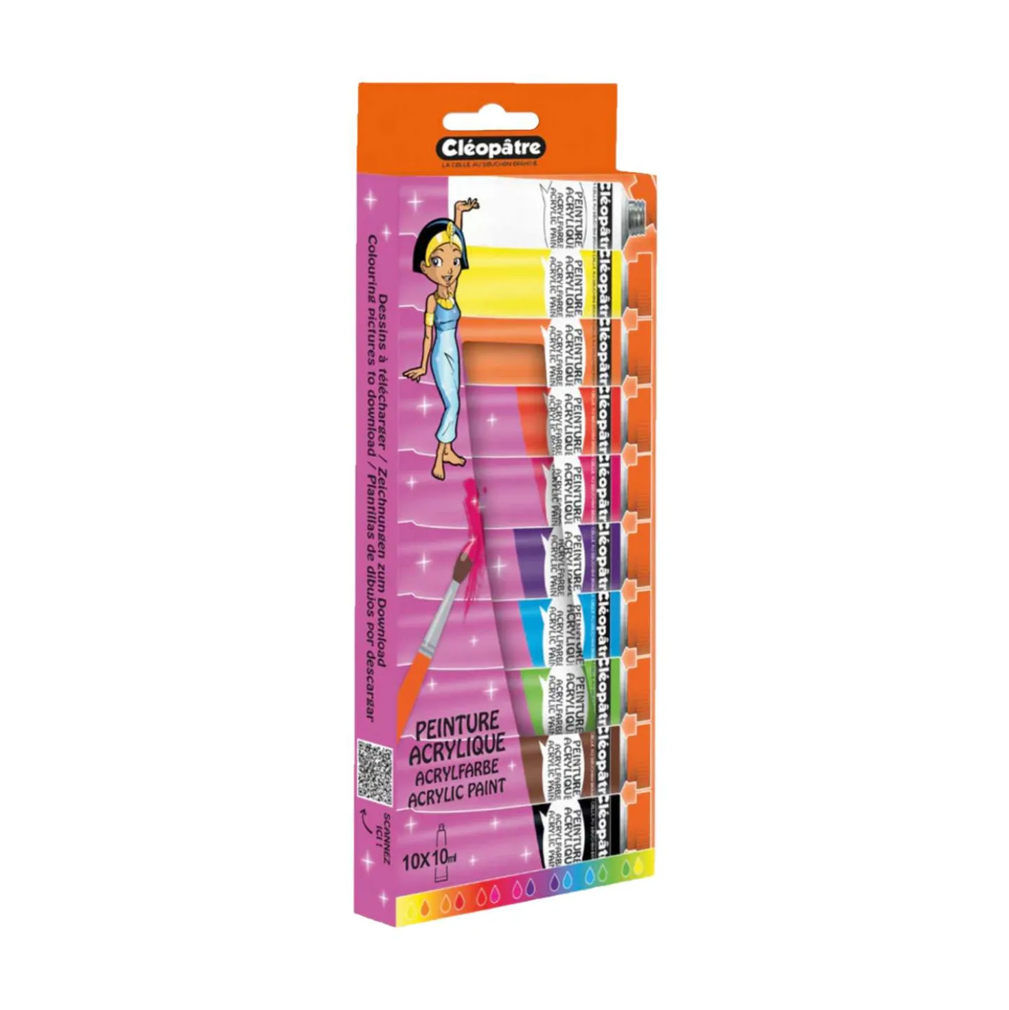 Cléopâtre Acrylfarbe Set, 10 x 10 ml Tuben