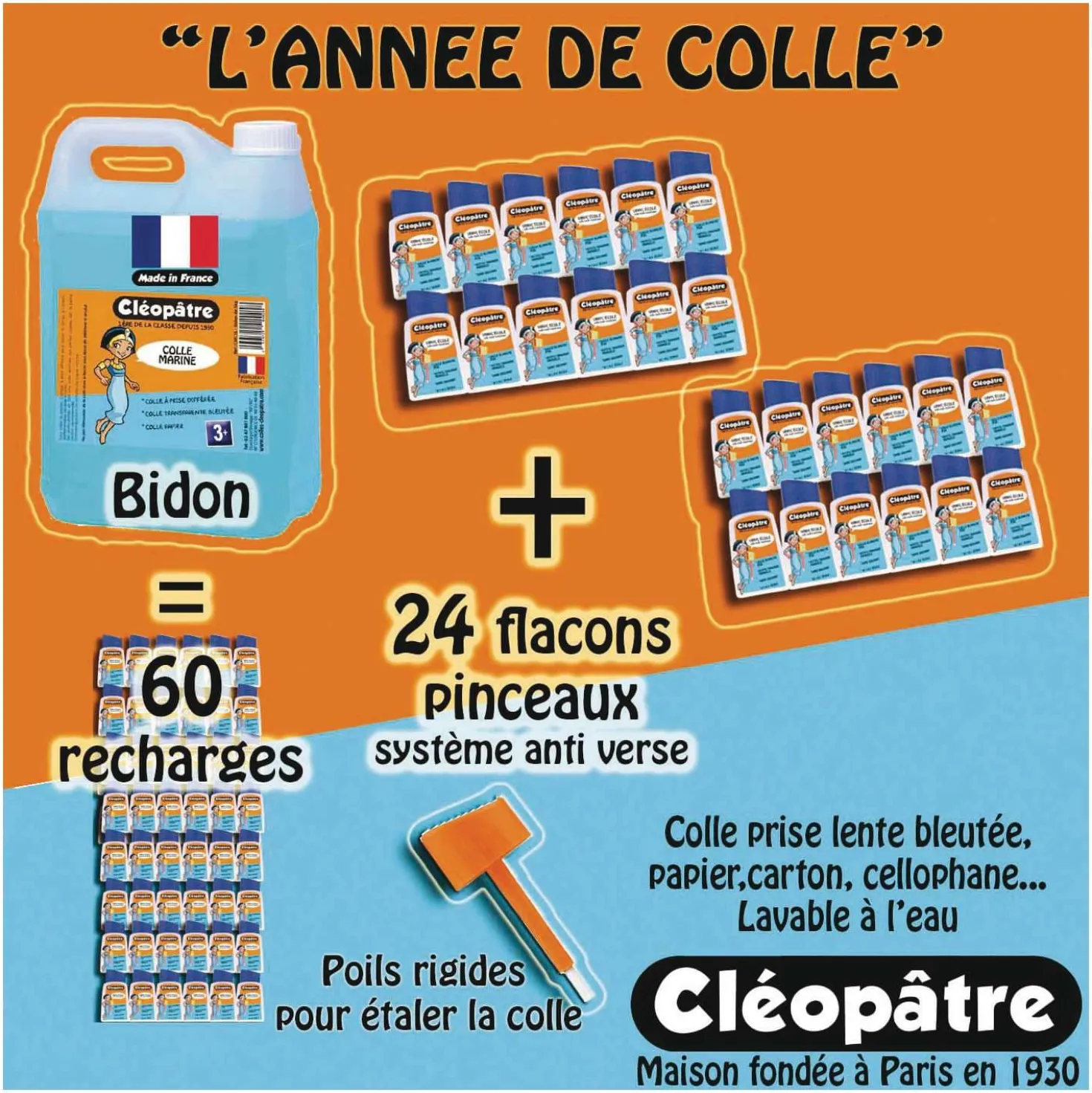 Cléopâtre Marine Klebstoff Schulpackung