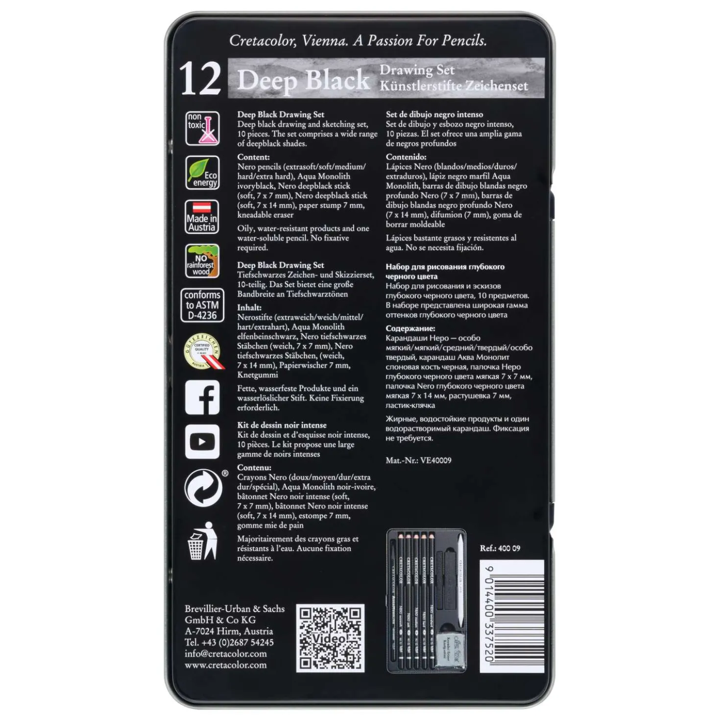 CRETACOLOR® Deep Black Zeichen- und Skizzierset