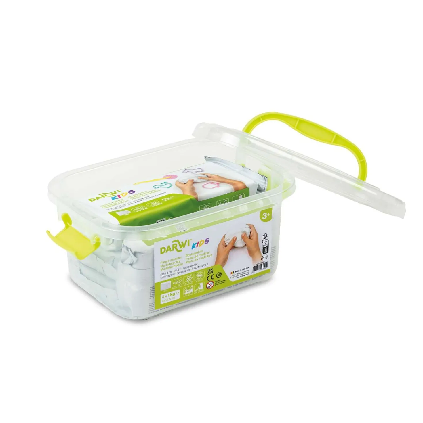 DARWI® Kids selbsthärtende Modelliermasse, lufttrocknend, weiß, 4 × 1 kg