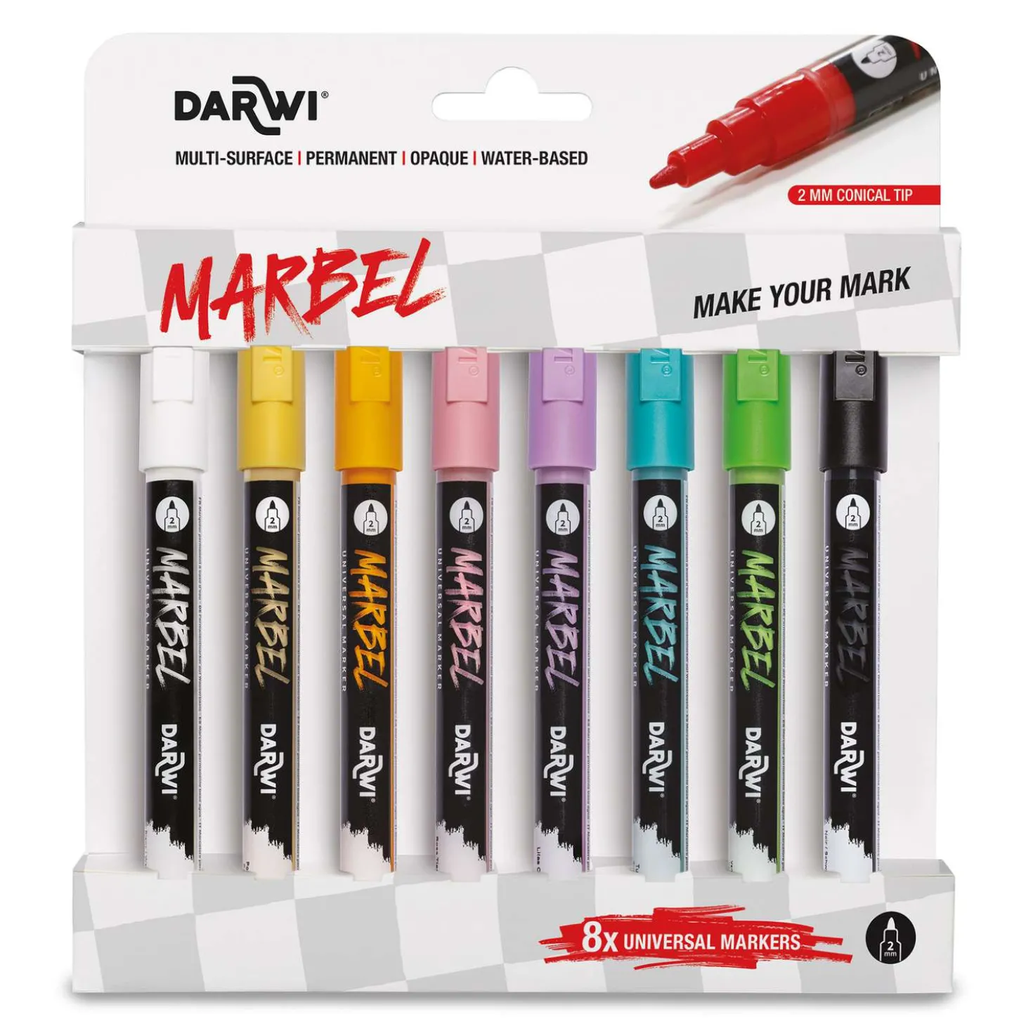 DARWI® MARBEL Universalmarker, 8er-Sets, 2 mm Spitze