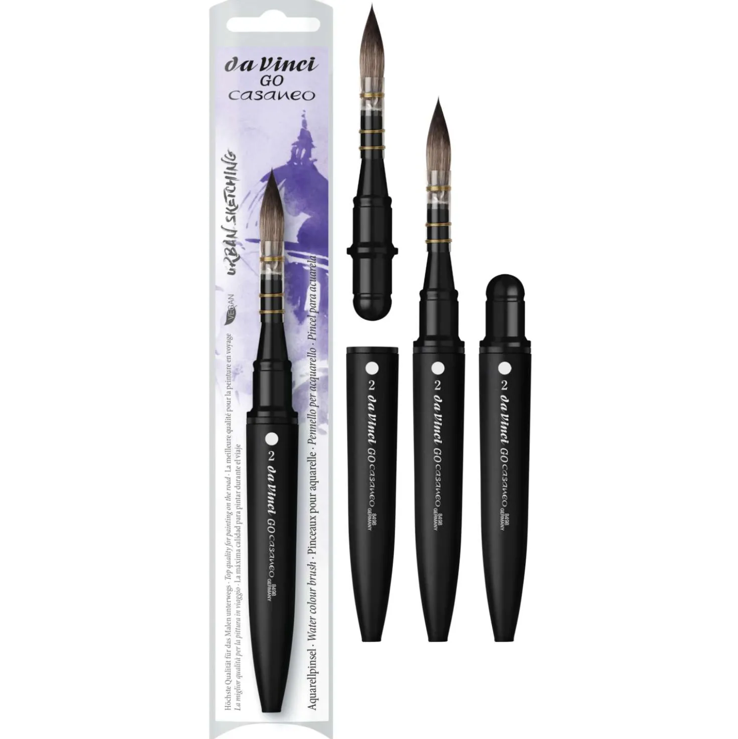 da Vinci GO CASANEO Reise-Verwasch- und Aquarellpinsel, rund, Serie 8498