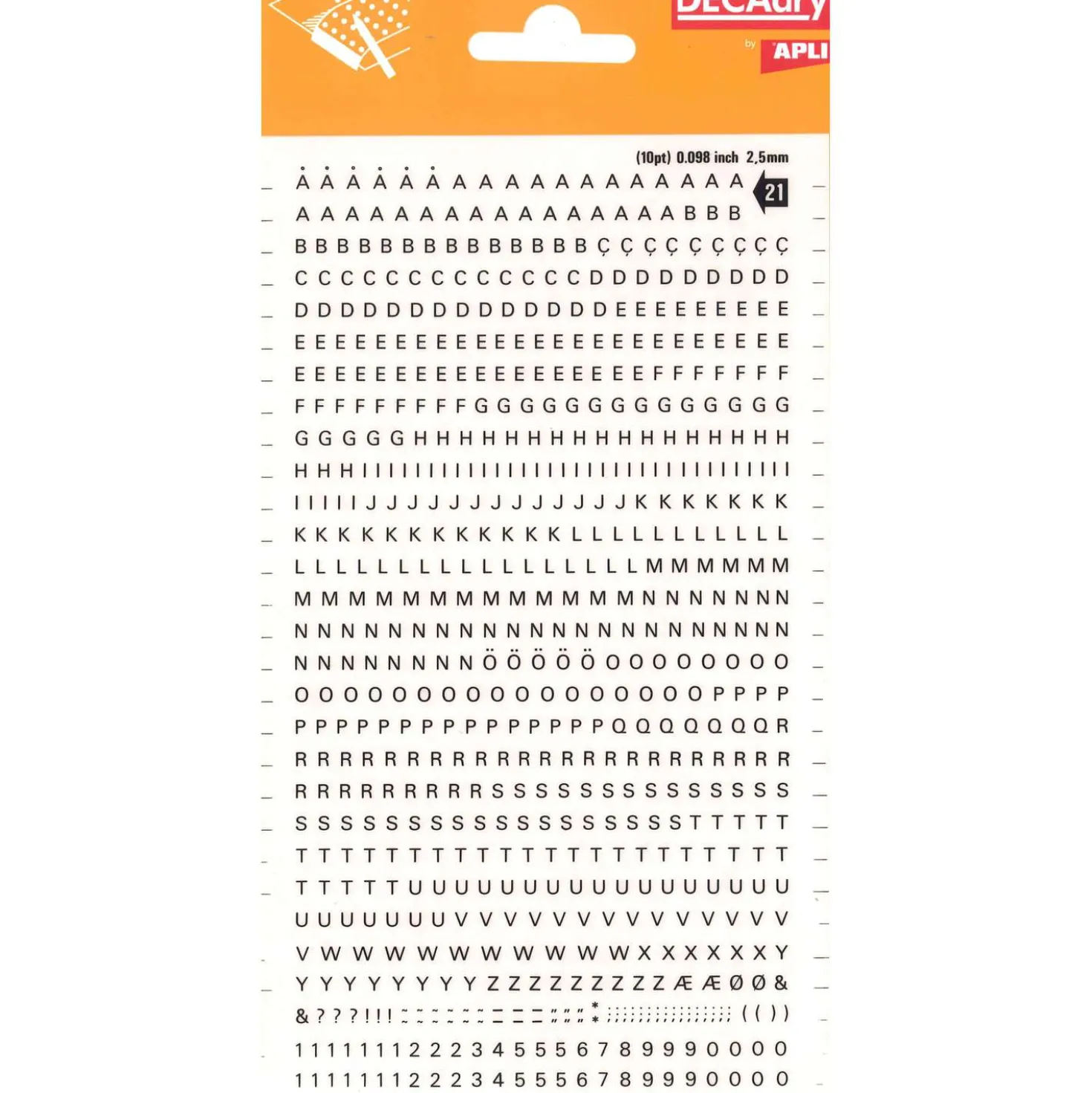 DECAdry Transferbuchstaben und Zeichen