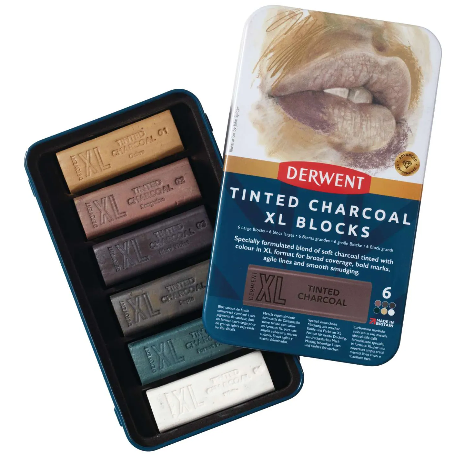 DERWENT Tinted Charcoal XL Blocks Set