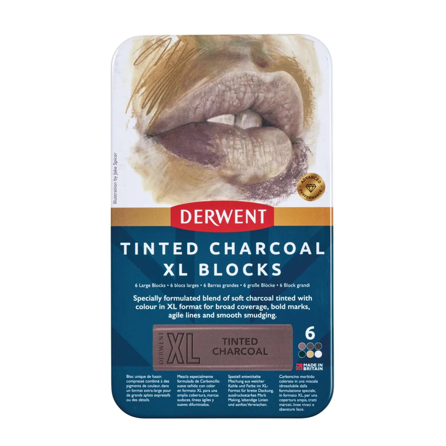 DERWENT Tinted Charcoal XL Blocks Set