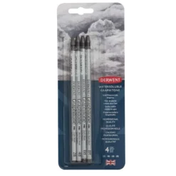 DERWENT wasservermalbare Graphitstifte Set, 4 Härtegrade