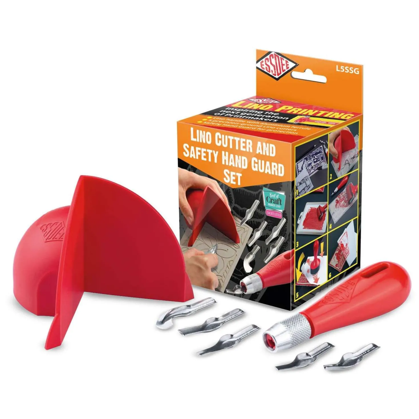 ESSDEE Linolmesser & SAFETY HAND GUARD Set